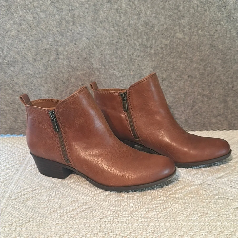 Lucky Brand size 8.5 Basel Toffee Brown Leather Ankle Booties - Picture 6 of 16